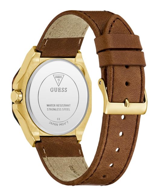 Guess Blue Brown Leather Multi-function Watch