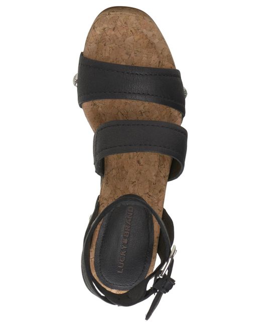 Lucky Brand Black Valintina Strappy Platform Wedge Sandals