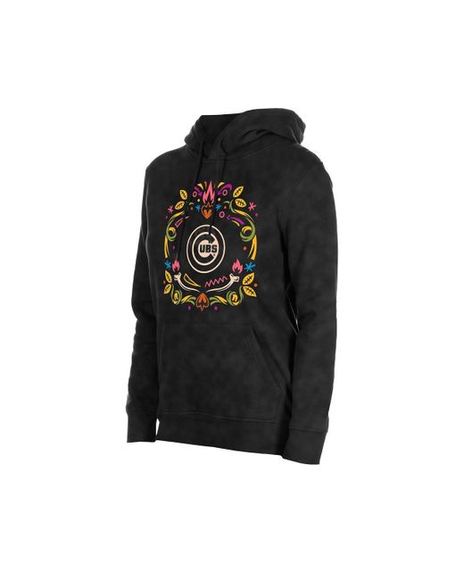 KTZ Black Chicago Cubs Dia De Muertos Mineral Wash Hoodie Sweatshirt