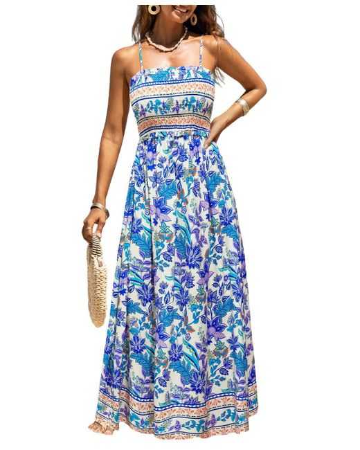 CUPSHE Blue Papaya Punch Floral Maxi Beach Dress