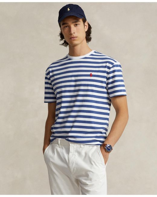 Polo Ralph Lauren Striped Jersey Crewneck T-shirt in Blue for Men | Lyst