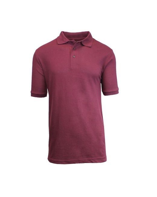 Galaxy By Harvic Purple Short Sleeve Pique Polo Shirts for men