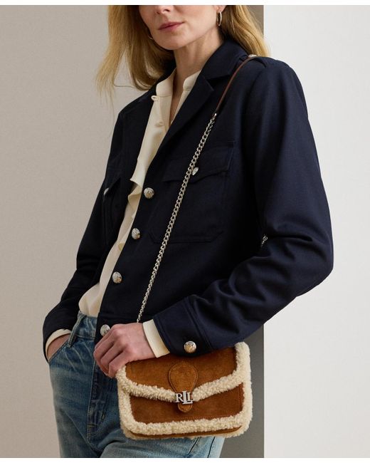 Ralph Lauren Brown Bradley Small Suede Crossbody Bag