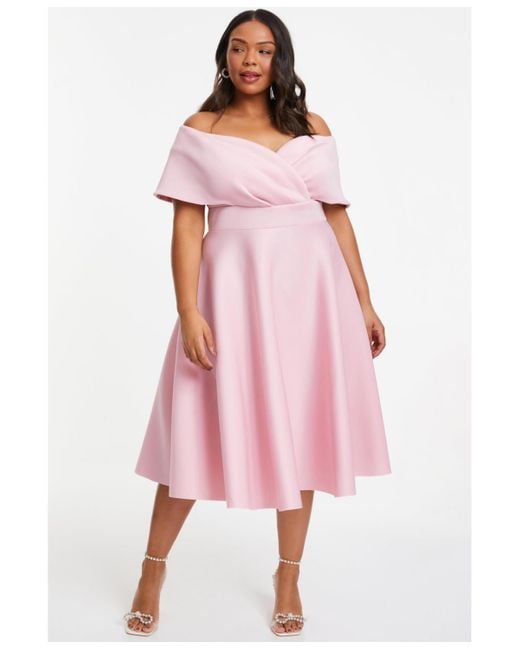 Quiz Plus Size Scuba Bardot Skater Midi Dress in Pink Lyst