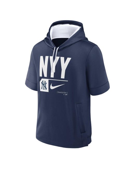 Nike Blue New York Yankees Tri Code Lockup Short Sleeve Pullover Hoodie for men