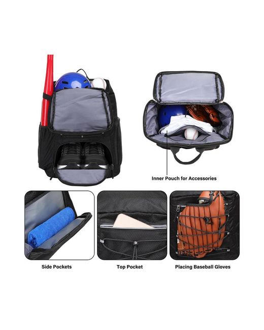 Hikeen Black Lightweight Baseball Backpack