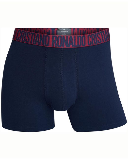 Cr7 Blue Cotton Blend Trunks for men