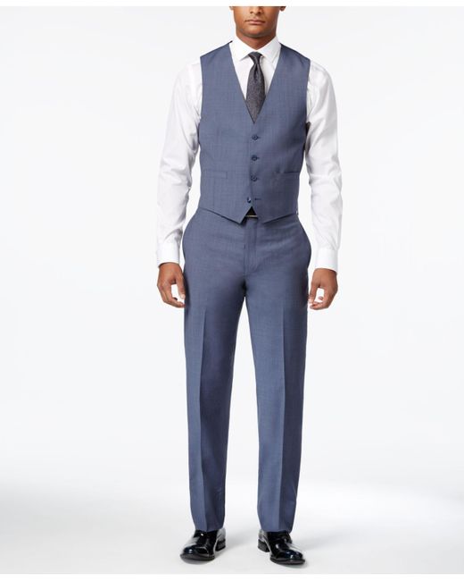 Calvin Klein Men's Extra-slim Fit Light Blue Neat Vested Suit for Men | Lyst