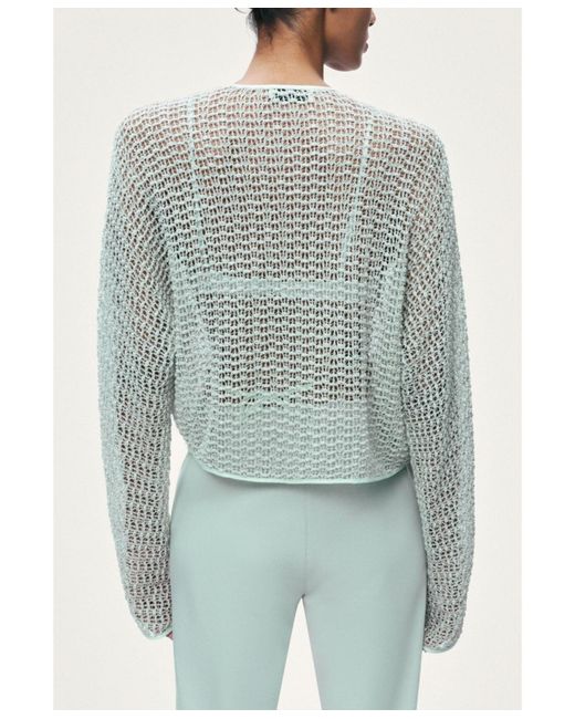 Nocturne Blue Wrap Mesh Blouse