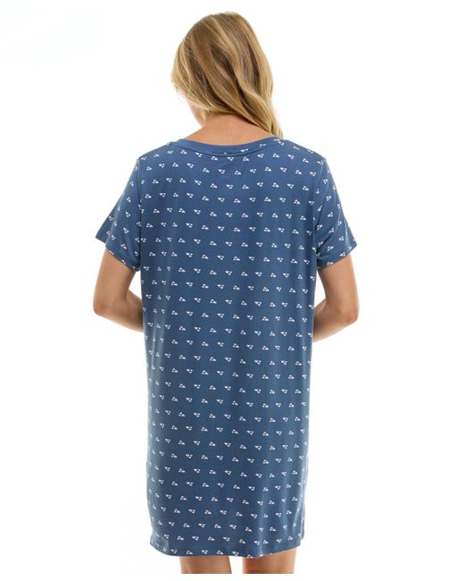 Roudelain Blue Printed Short-sleeve Sleepshirt