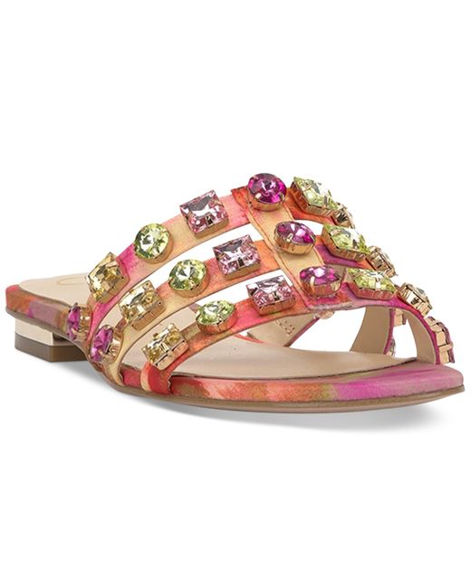 Jessica Simpson Pink Detta Crystal Embellished Slide Sandals
