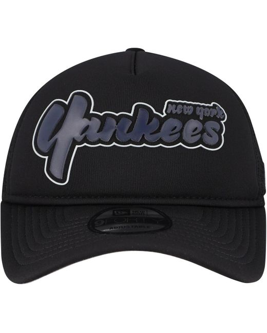 KTZ Black New York Yankees Retro Bold A-frame Trucker 9forty Adjustable Hat for men