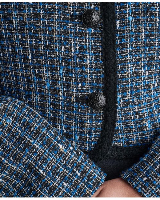 BCBGMAXAZRIA Blue Collarless Button-front Jacket