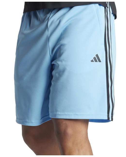 Adidas Blue Train Essentials Classic-fit Aeroready 3-stripes 10" Training Shorts for men