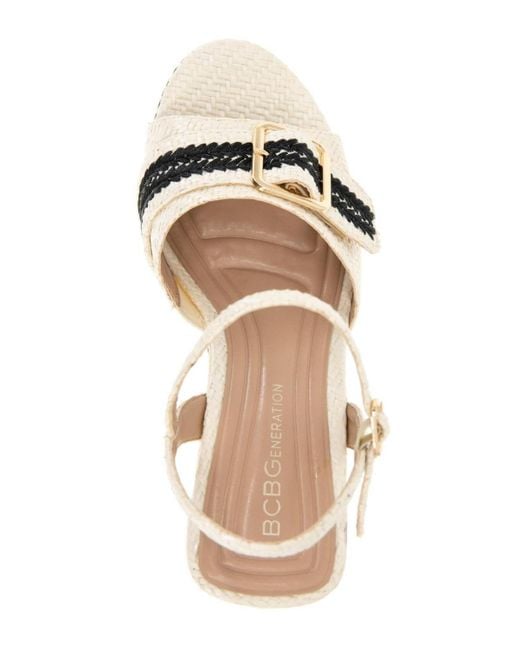 BCBGeneration White Elo Buckle Detail Wedge Sandals