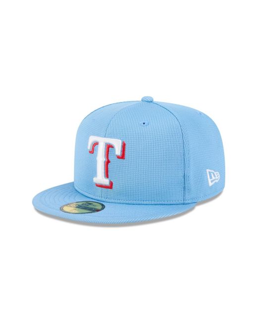 Spring Training Cap Texas Rangers KTZ Texas Rangers 2025 Spring Training 59fifty Fitted Hat in Blue for ...