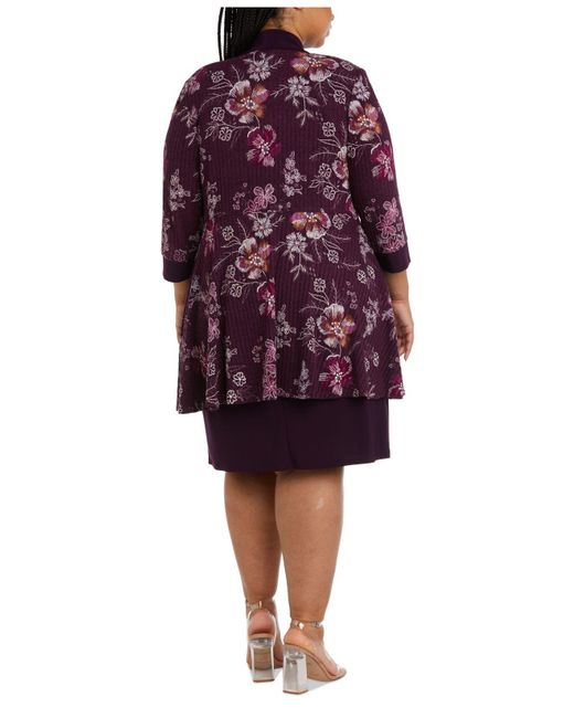 R & M Richards Plus Size 2pc. Floralprint Jacket & Dress Set in