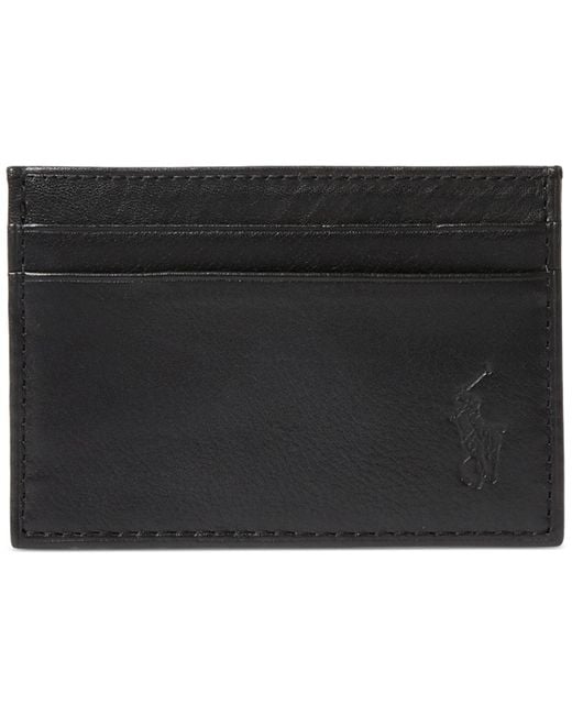 Polo Ralph Lauren Pebbled Leather Card Case & Money Clip in Black for Men |  Lyst