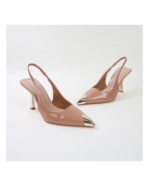 BERNESS White Vega Metallic Cap-toe Slingback