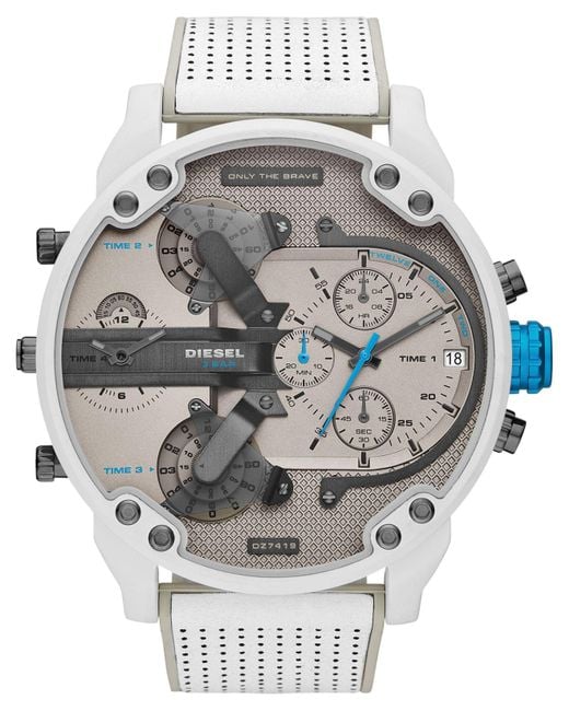 DIESEL Dz7419 Mr. Daddy 2.0 Chronograph Leather Watch in White for Men ...