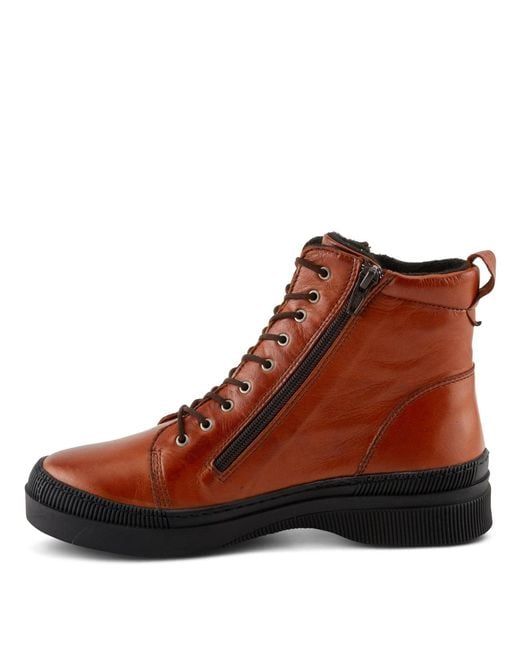 Spring Step Brown Hoylein Leather Combat-style Boot