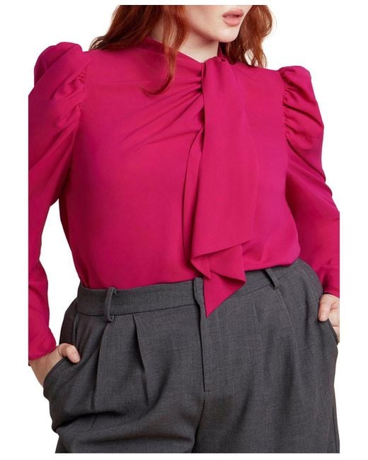 Eloquii Red Plus Size Drape Front Blouse
