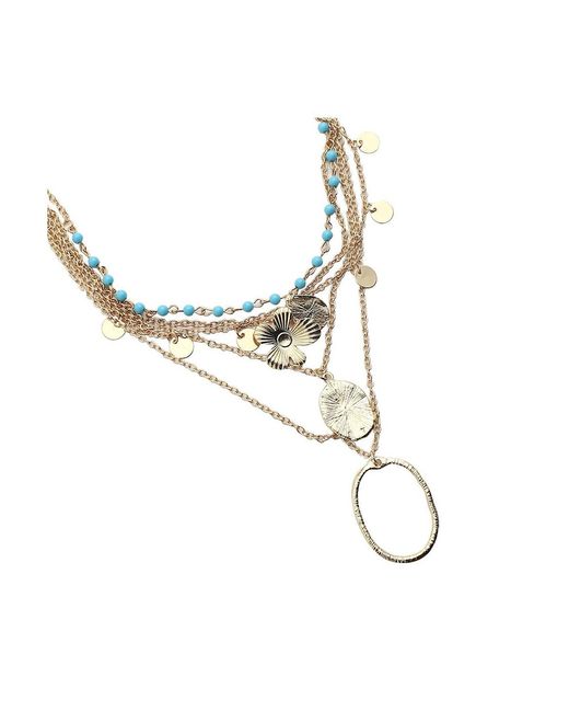 SOH Metallic Textured Multi-layer Necklace