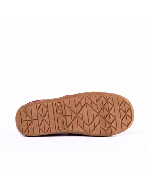Minnetonka Red Packaway Fabric Slipper Collabsible Heel