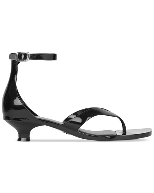 Jeffrey Campbell Black Gummy Kitten-heel Jelly Thong Sandals