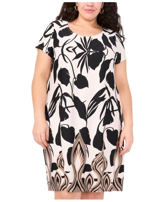 Msk Multicolor Plus Size Printed Shift Dress