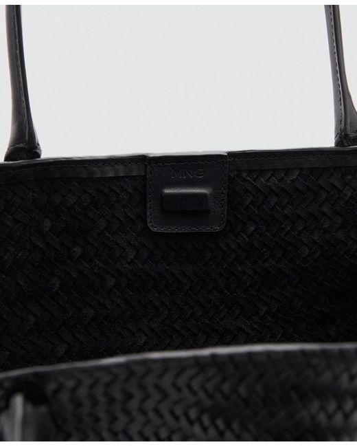 Mango Black Braided Leather Bag