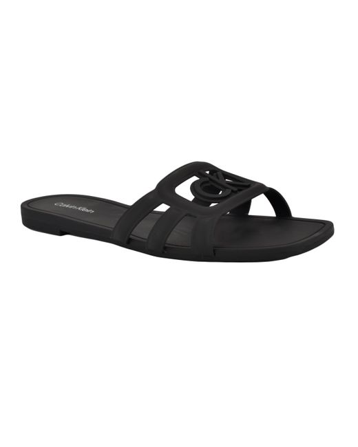 Calvin Klein Black Yoana Logo Slip-on Jelly Flat Sandals