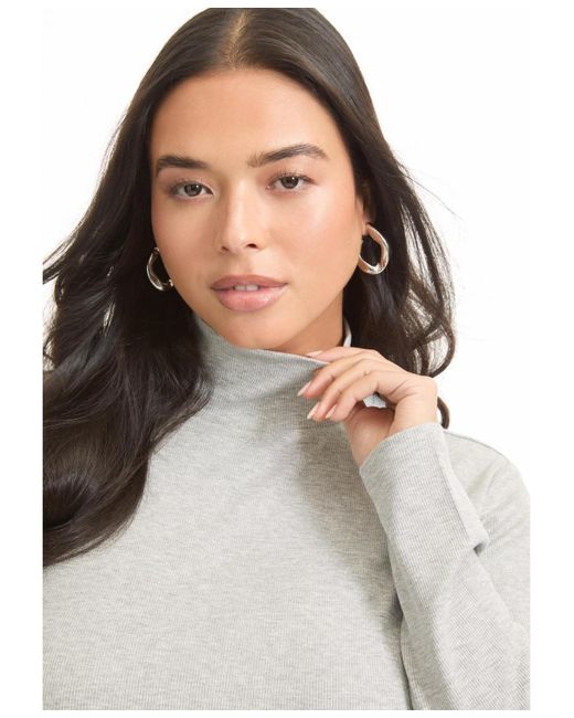 June + Vie White June + Vie Plus Size Ribbed Mock Neck Top