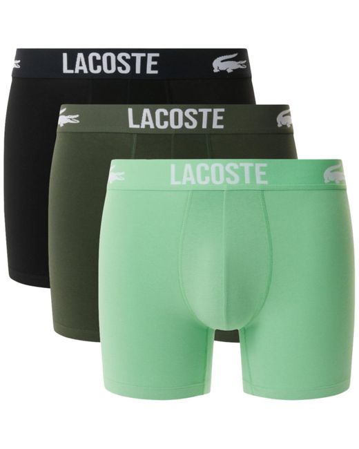 Lacoste Green 3-pk. Regular-fit Stretch Logo-waistband 5" Boxer Briefs for men