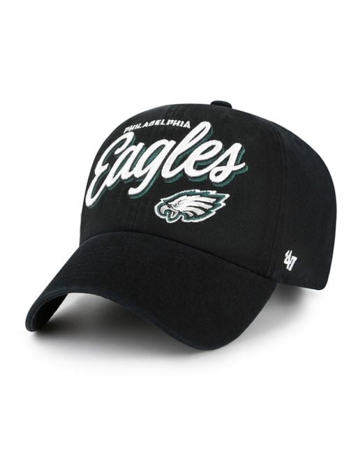 '47 Black Philadelphia Eagles Ariana Clean Up Adjustable Hat