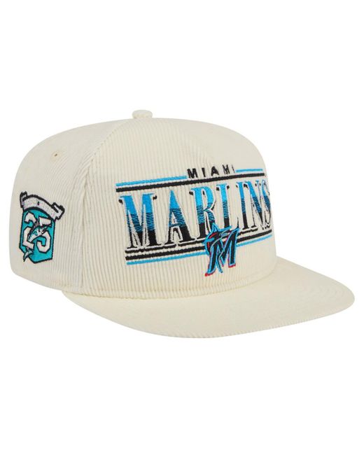 KTZ Blue Miami Marlins Throwback Bar Golfer Corduroy Snapback Hat for men