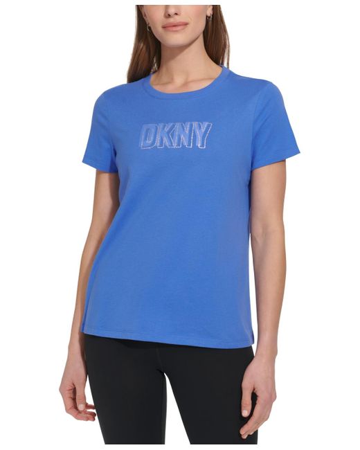 DKNY Blue Sport Cotton Embellished-logo T-shirt