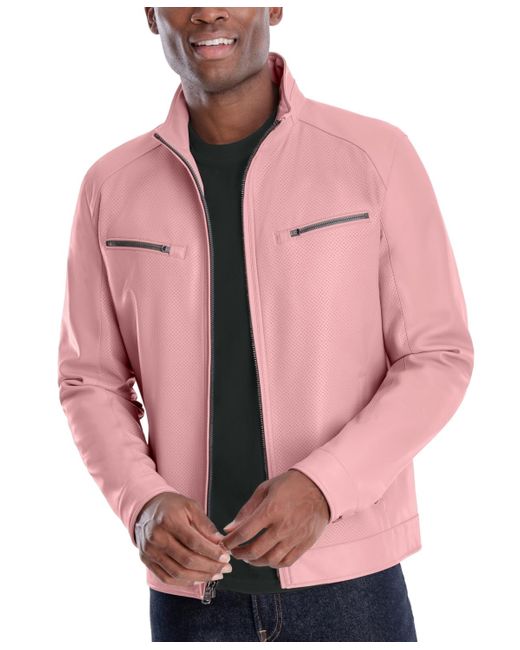 Michael Kors Pink Perforated Faux Leather Hipster Jacket for men