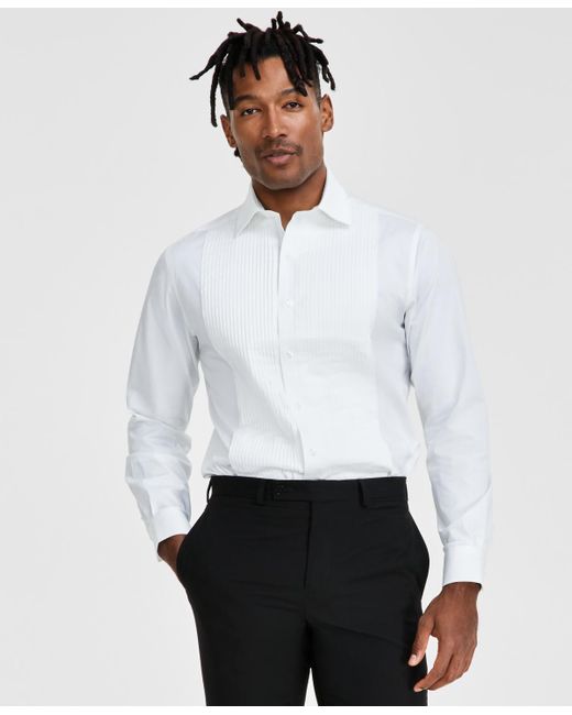Alfani White Slim-fit Solid Tuxedo Shirt for men
