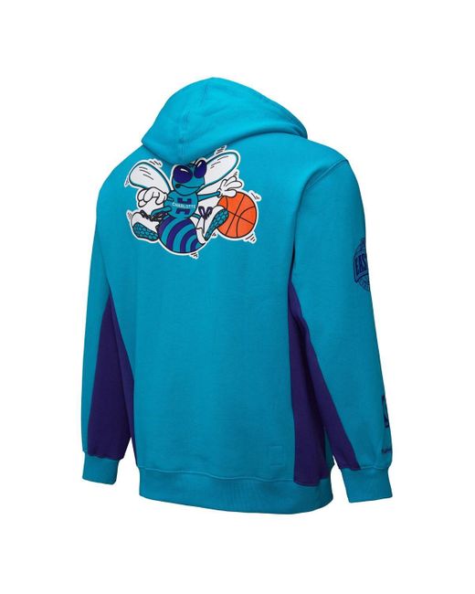 Mitchell & Ness Blue Charlotte Hornets Hardwood Classics Team Origins Fleece Pullover Hoodie for men