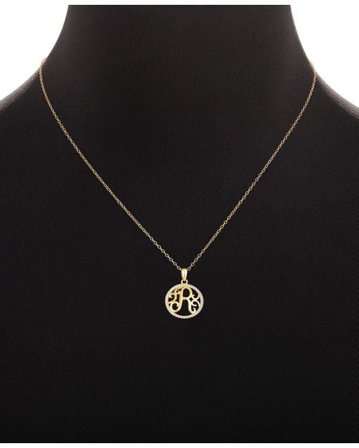 Giani Bernini Metallic Cubic Zirconia Pave Monogram R Pendant 18" Necklace