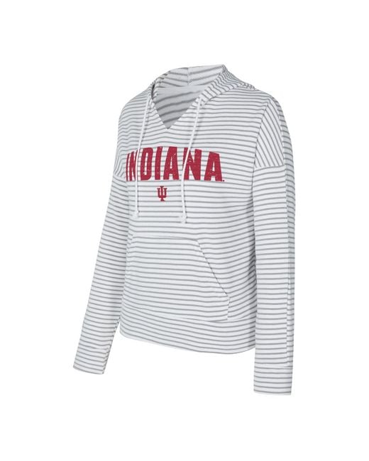 Concepts Sport White/gray Indiana Hoosiers French Terry Striped V-neck Pullover Hoodie for men
