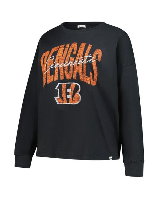 '47 Black Cincinnati Bengals Plus Size Muse Sydney Long Sleeve T-shirt
