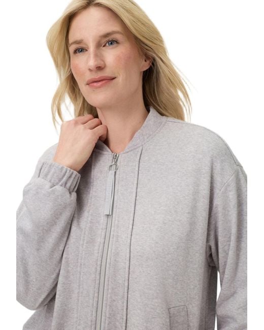 Olsen Gray Collarless Zip Front Jersey Jacket