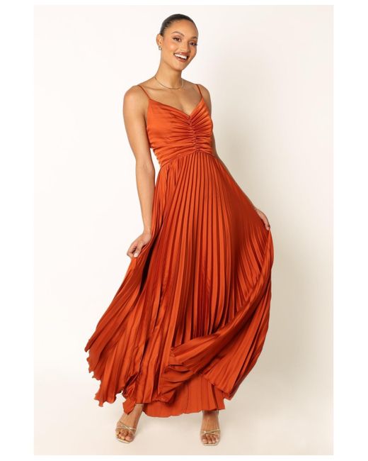 Petal & Pup Orange Naira Pleated Maxi Dress