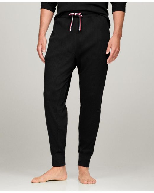 Tommy Hilfiger Black Ribbed jogger Pajama Pants for men