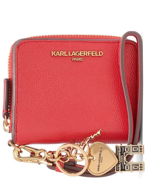 Karl Lagerfeld Red Boxed Zip Around Wallet