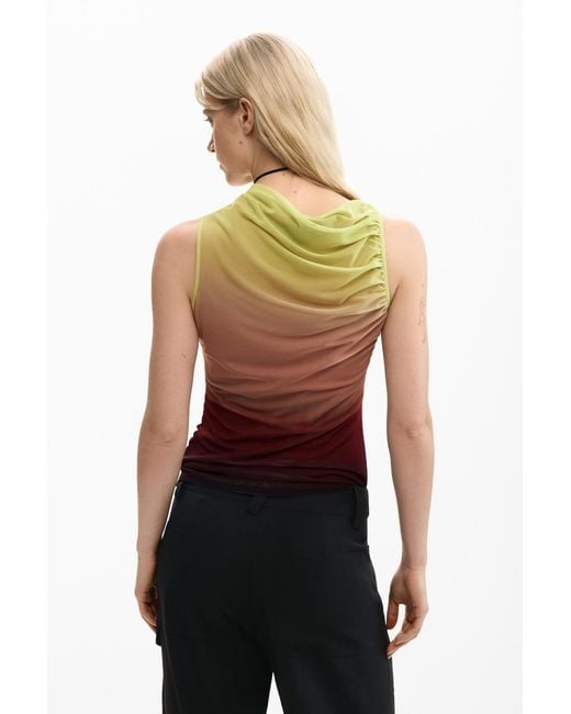 Desigual Red Draped Asymmetrical Top