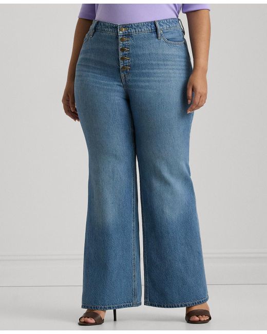 Lauren by Ralph Lauren Blue Plus Size High-rise Flare Jeans