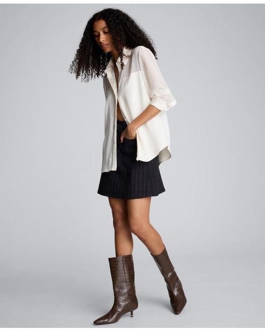 Kenneth Cole Black ' Button-front Collar Neck Shirt
